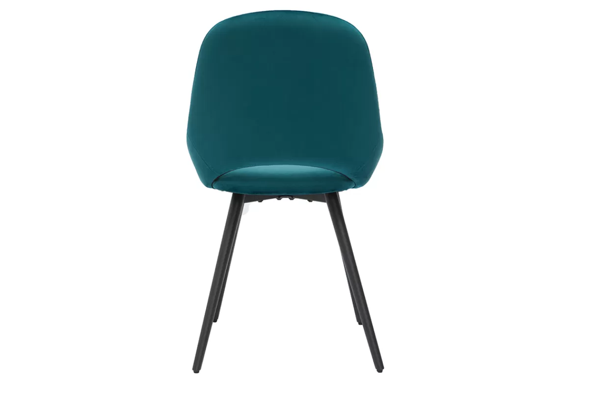 Miliboo Sillas Modernas-Set de 2 sillas de diseño de terciopelo azul petróleo y metal negro BODEGA
