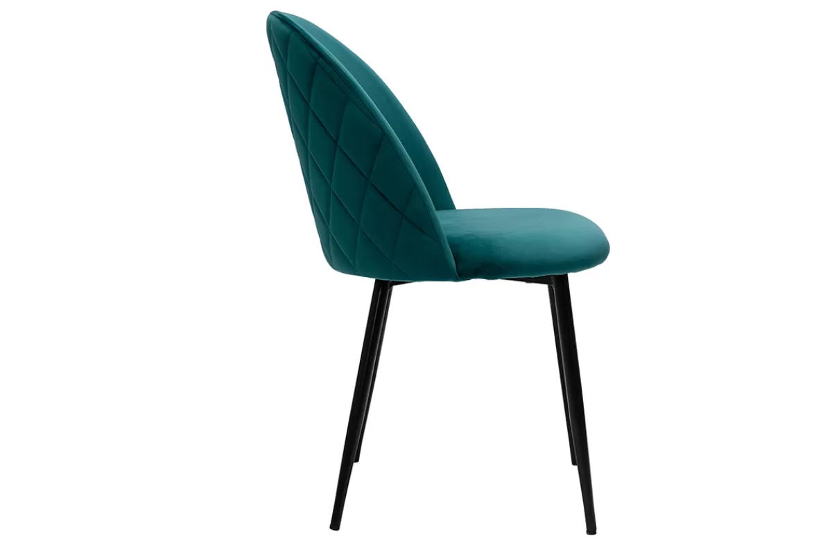 Miliboo Sillas Modernas-Set de 2 sillas de diseño de terciopelo azul petróleo y metal negro JOVI