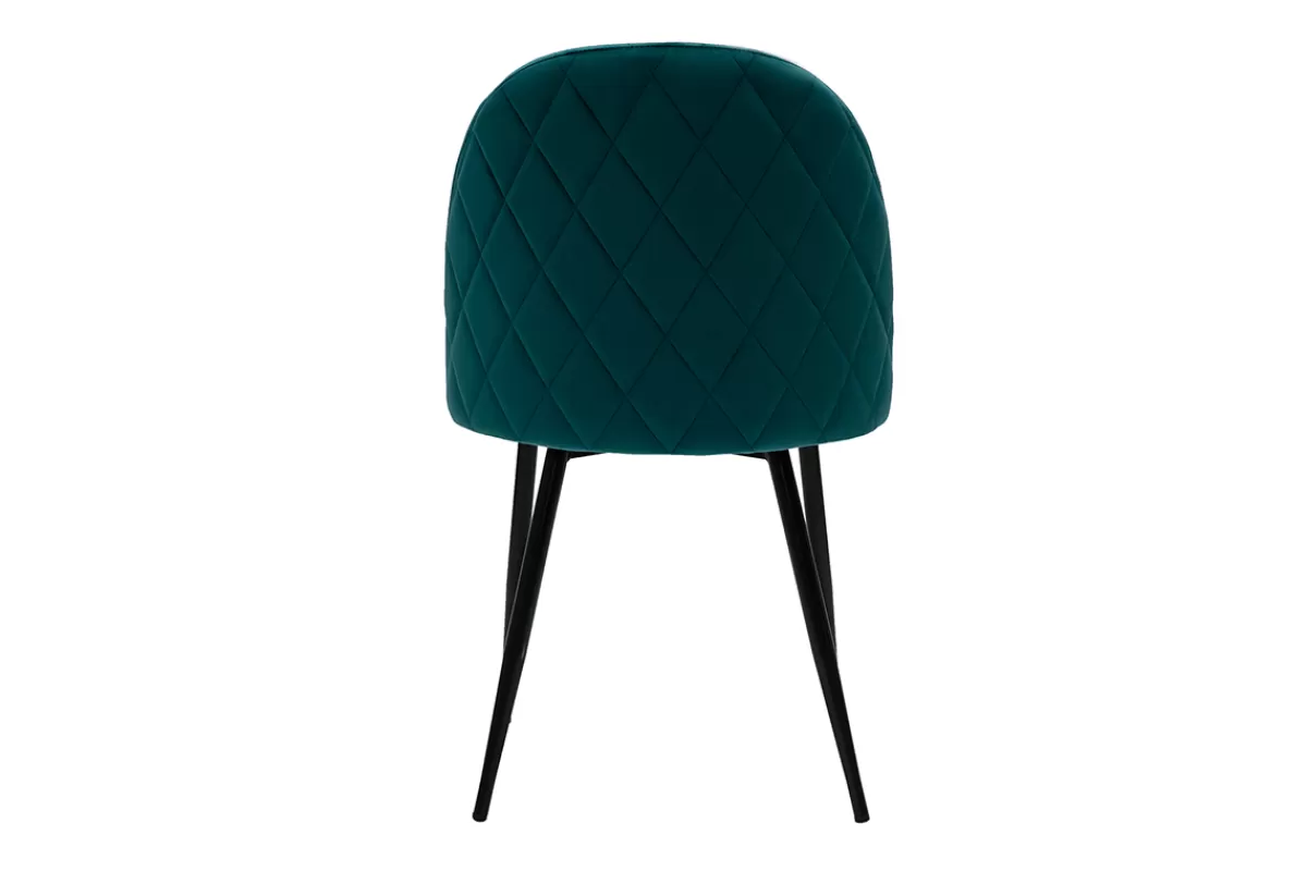 Miliboo Sillas Modernas-Set de 2 sillas de diseño de terciopelo azul petróleo y metal negro JOVI