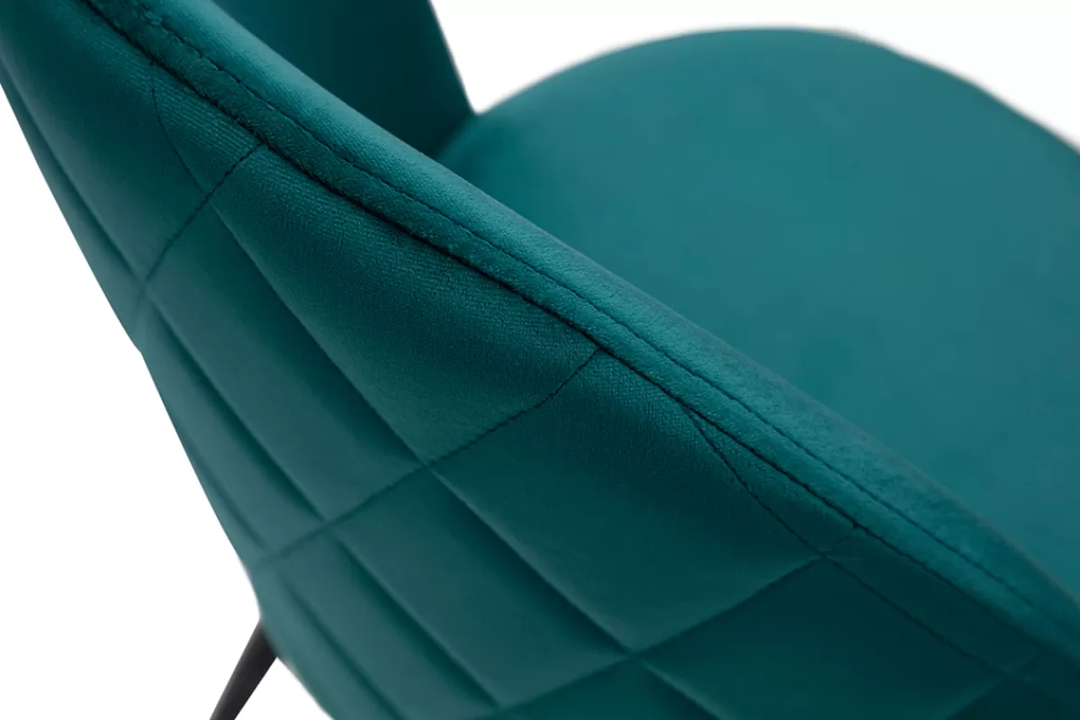 Miliboo Sillas Modernas-Set de 2 sillas de diseño de terciopelo azul petróleo y metal negro JOVI