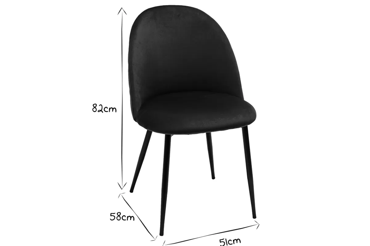 Miliboo Sillas Modernas-Set de 2 sillas de diseño de terciopelo azul petróleo y metal negro JOVI