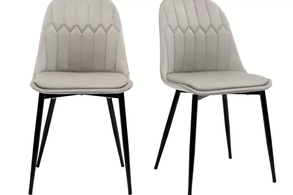 Miliboo Sillas Modernas-Set de 2 sillas de diseño de terciopelo color topo con patas de metal FUSE