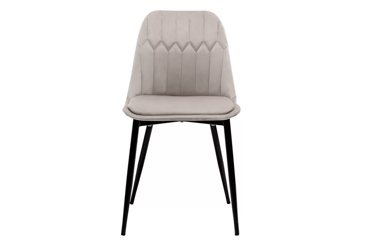 Miliboo Sillas Modernas-Set de 2 sillas de diseño de terciopelo color topo con patas de metal FUSE