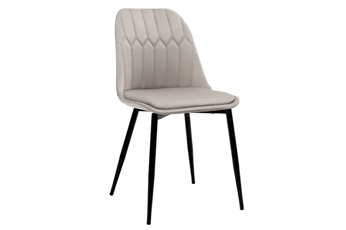 Miliboo Sillas Modernas-Set de 2 sillas de diseño de terciopelo color topo con patas de metal FUSE