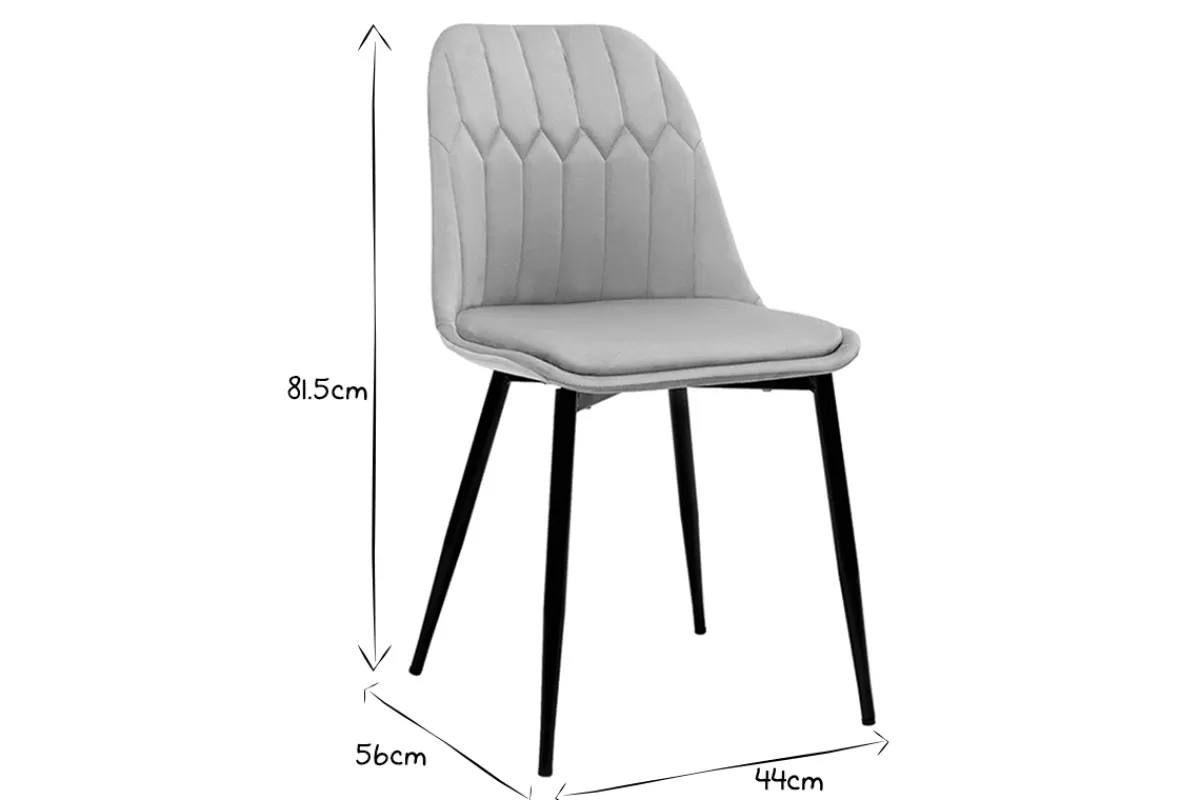 Miliboo Sillas Modernas-Set de 2 sillas de diseño de terciopelo color topo con patas de metal FUSE