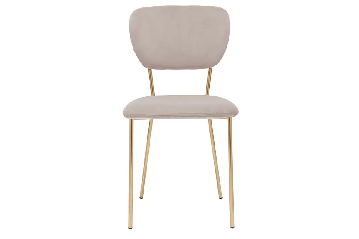 Miliboo Sillas Modernas-Set de 2 sillas de diseño de terciopelo color topo y metal dorado LEPIDUS