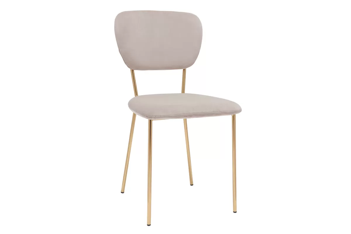 Miliboo Sillas Modernas-Set de 2 sillas de diseño de terciopelo color topo y metal dorado LEPIDUS