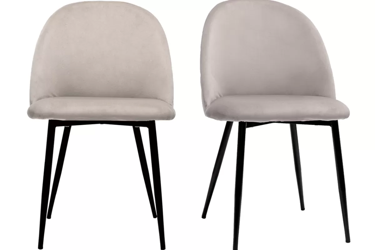 Miliboo Sillas Modernas-Set de 2 sillas de diseño de terciopelo color topo y metal negro JOVI