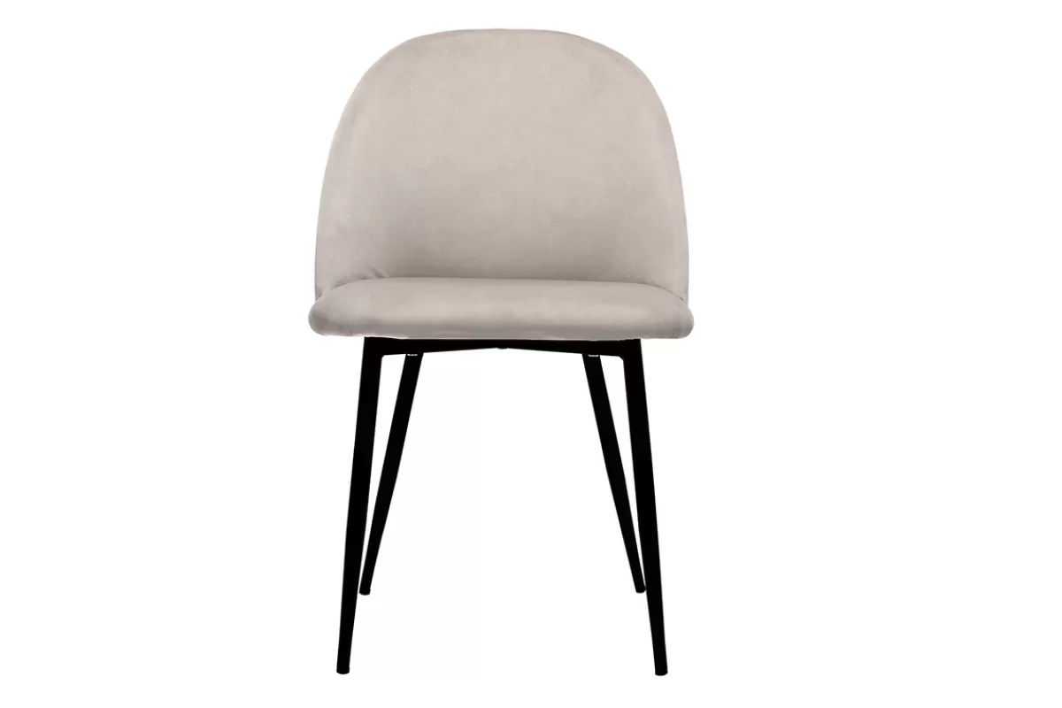 Miliboo Sillas Modernas-Set de 2 sillas de diseño de terciopelo color topo y metal negro JOVI