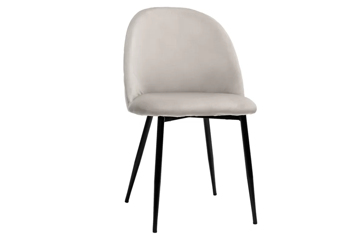 Miliboo Sillas Modernas-Set de 2 sillas de diseño de terciopelo color topo y metal negro JOVI