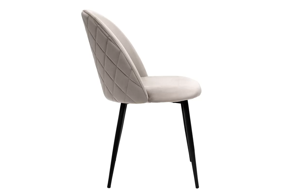 Miliboo Sillas Modernas-Set de 2 sillas de diseño de terciopelo color topo y metal negro JOVI