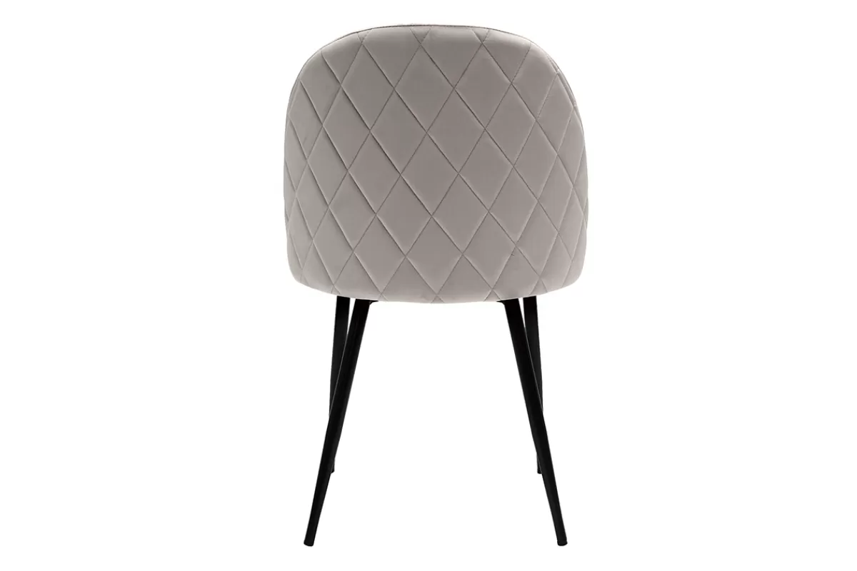 Miliboo Sillas Modernas-Set de 2 sillas de diseño de terciopelo color topo y metal negro JOVI