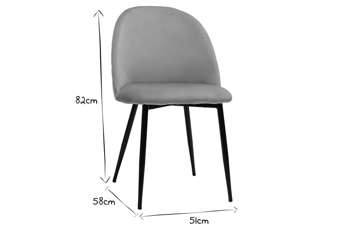 Miliboo Sillas Modernas-Set de 2 sillas de diseño de terciopelo color topo y metal negro JOVI