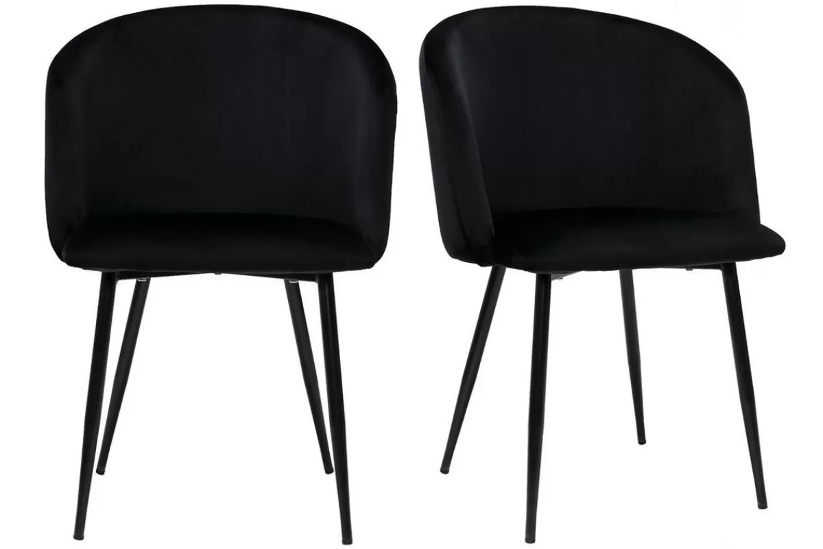 Miliboo Sillas Modernas-Set de 2 sillas de diseño de terciopelo negro VANITY
