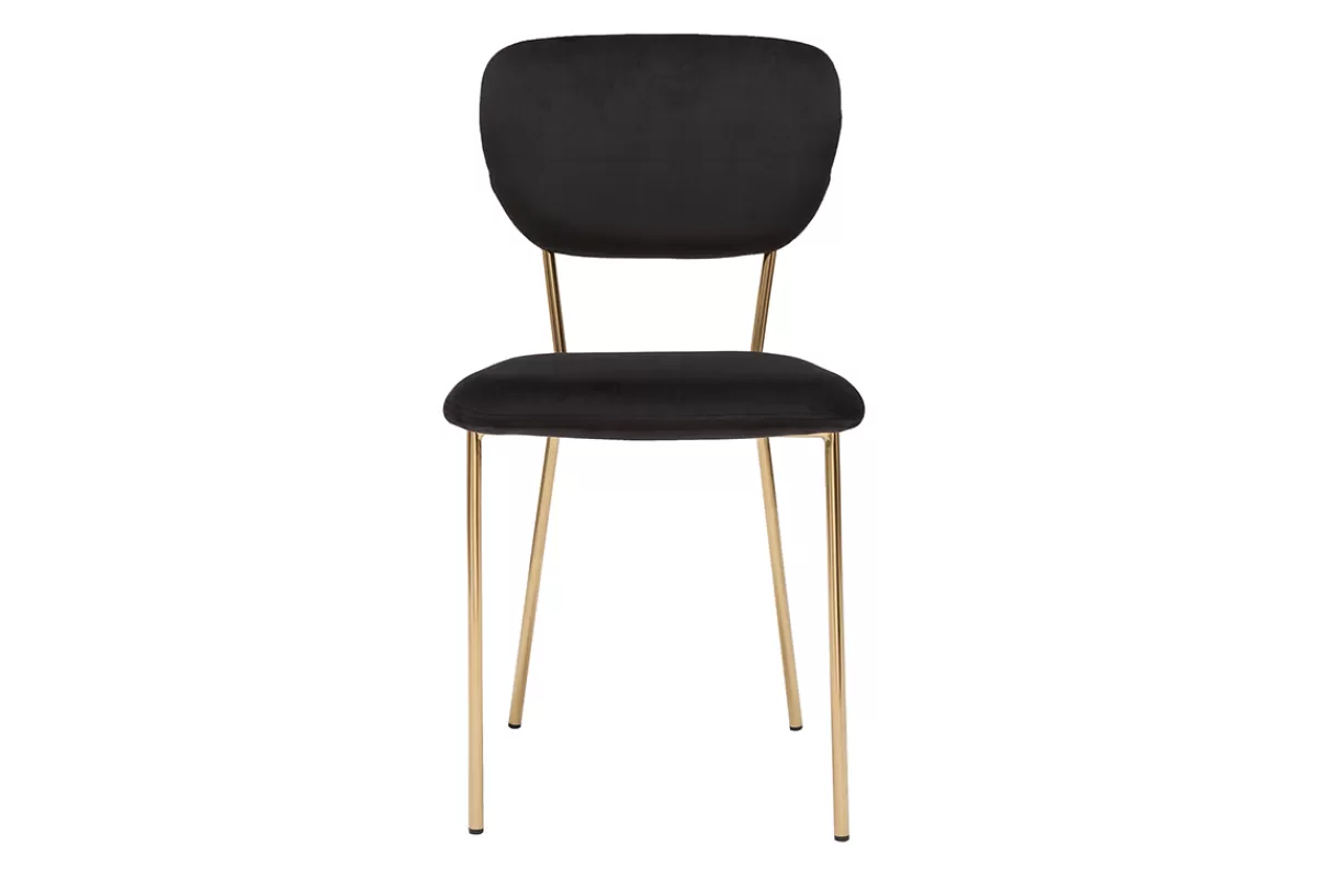 Miliboo Sillas Modernas-Set de 2 sillas de diseño de terciopelo negro y metal dorado LEPIDUS