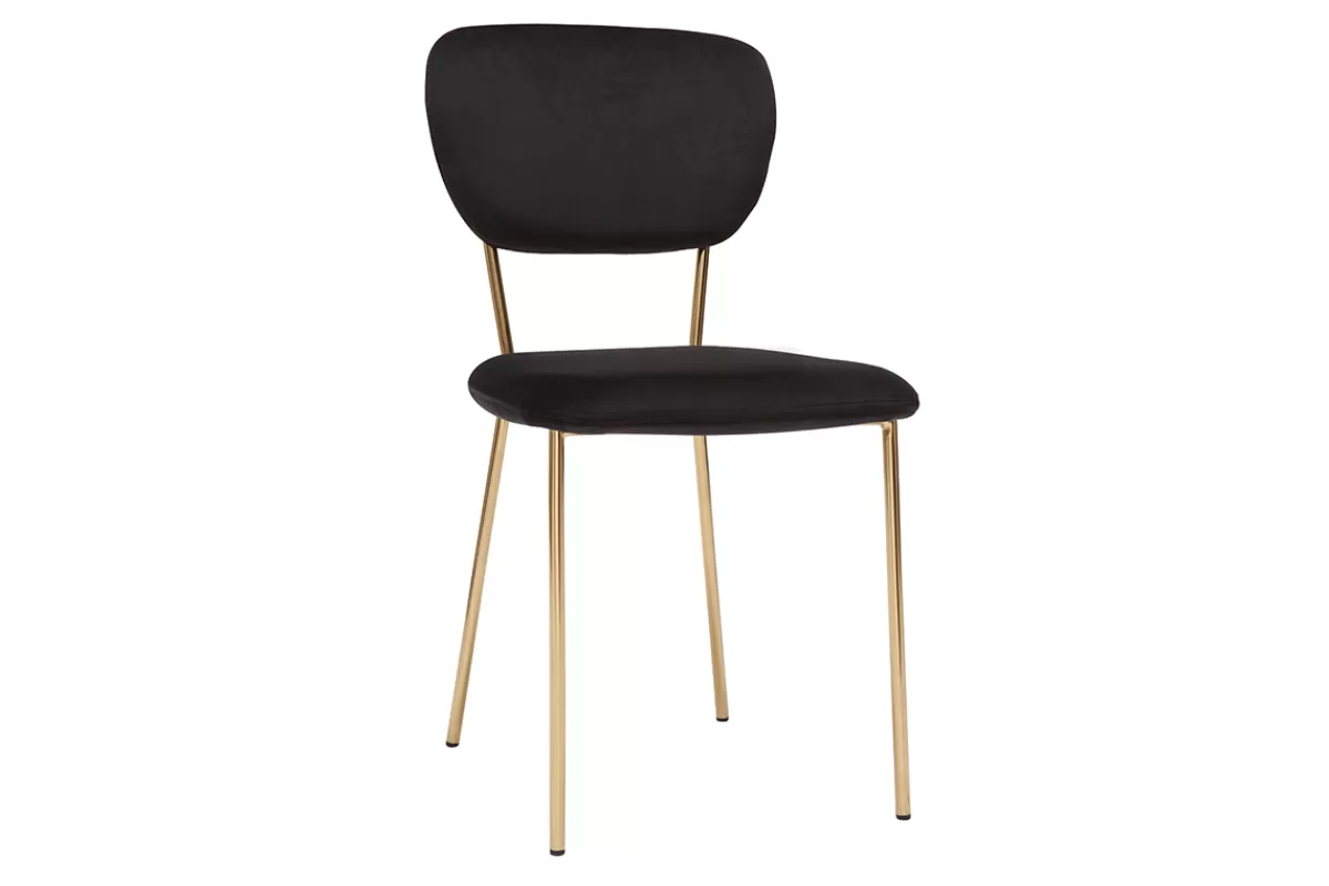 Miliboo Sillas Modernas-Set de 2 sillas de diseño de terciopelo negro y metal dorado LEPIDUS