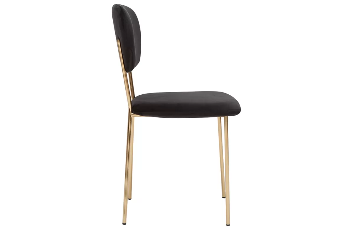 Miliboo Sillas Modernas-Set de 2 sillas de diseño de terciopelo negro y metal dorado LEPIDUS