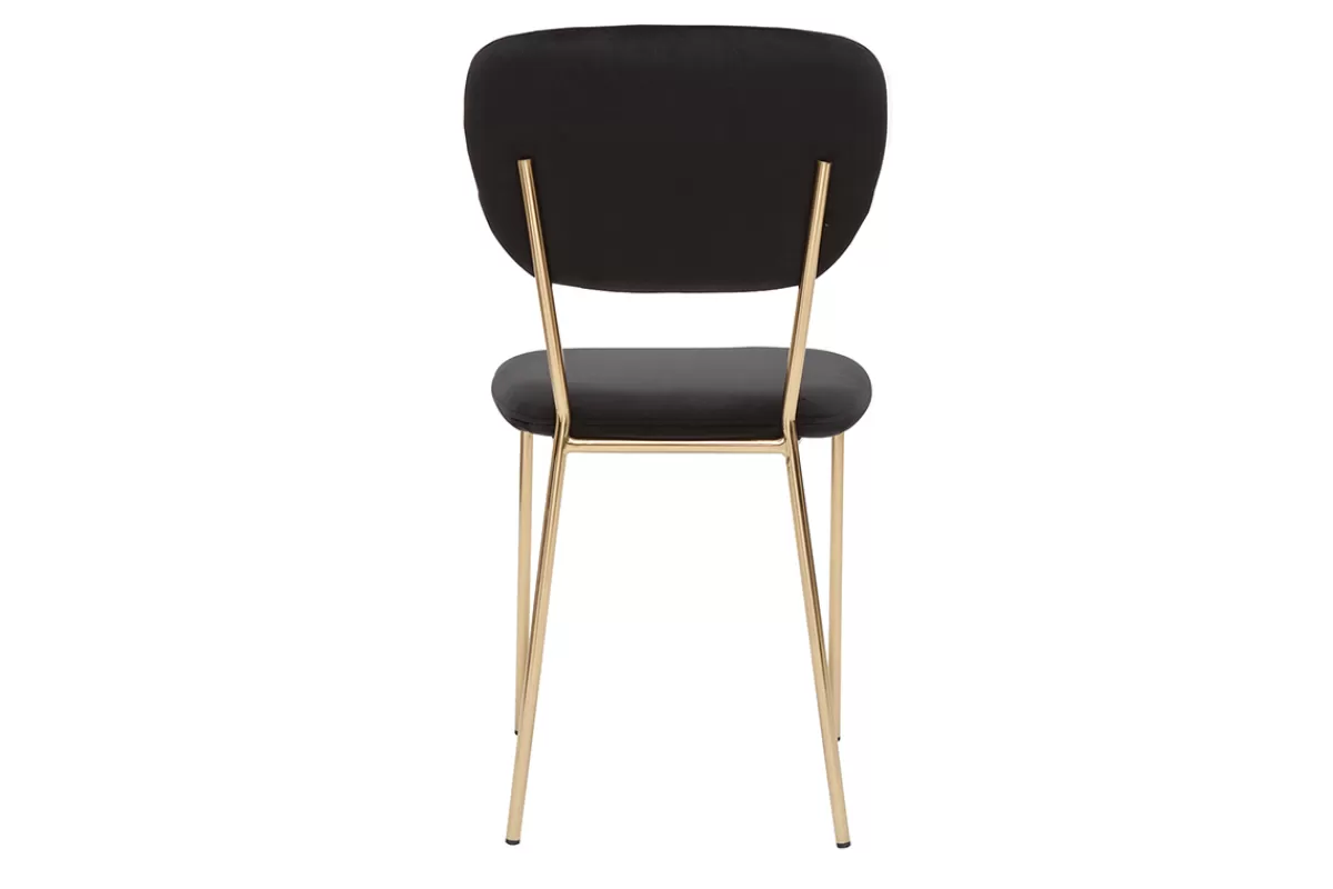 Miliboo Sillas Modernas-Set de 2 sillas de diseño de terciopelo negro y metal dorado LEPIDUS