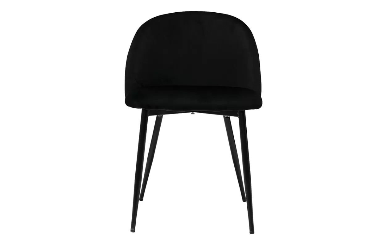 Miliboo Sillas Modernas-Set de 2 sillas de diseño de terciopelo negro y metal negro CELESTE