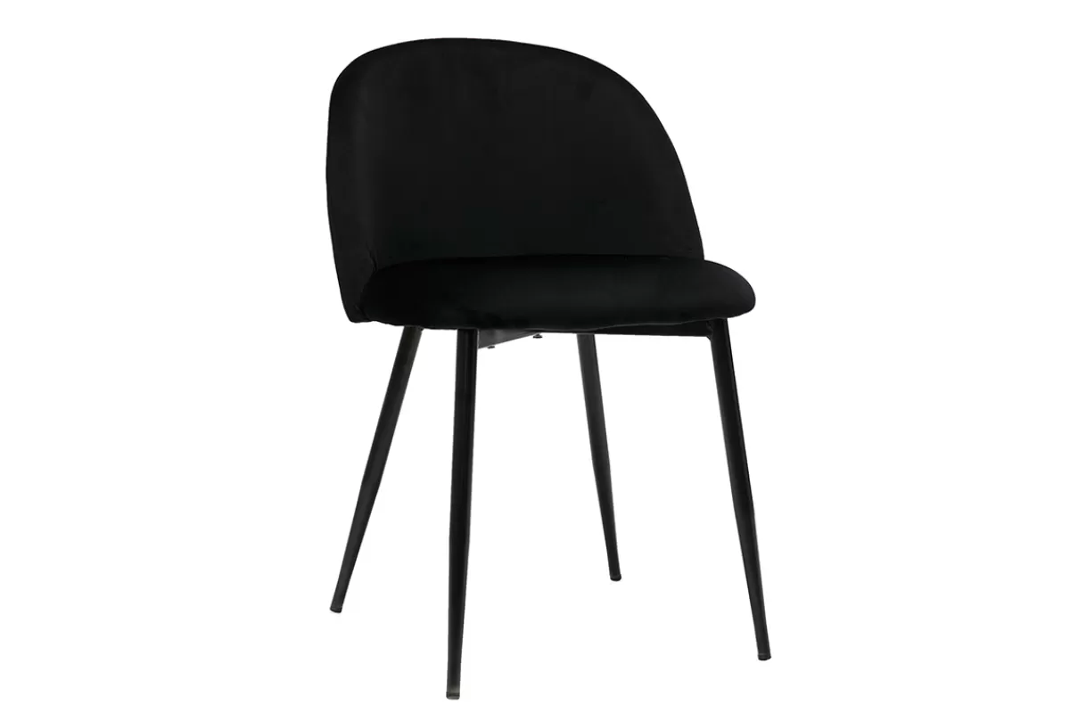 Miliboo Sillas Modernas-Set de 2 sillas de diseño de terciopelo negro y metal negro CELESTE