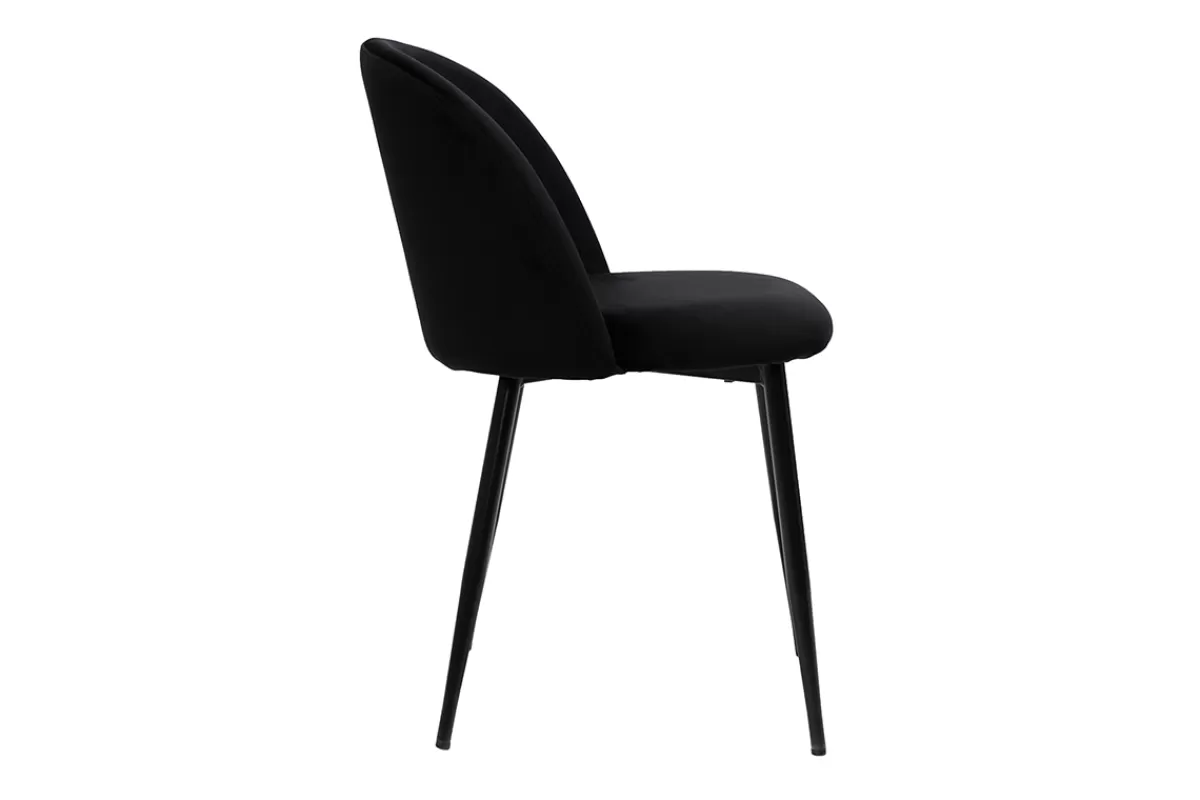 Miliboo Sillas Modernas-Set de 2 sillas de diseño de terciopelo negro y metal negro CELESTE