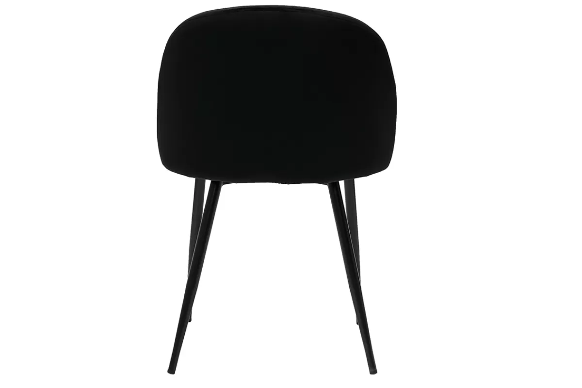 Miliboo Sillas Modernas-Set de 2 sillas de diseño de terciopelo negro y metal negro CELESTE