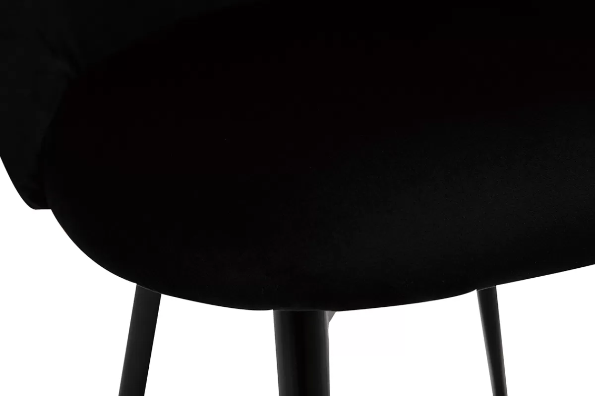 Miliboo Sillas Modernas-Set de 2 sillas de diseño de terciopelo negro y metal negro CELESTE
