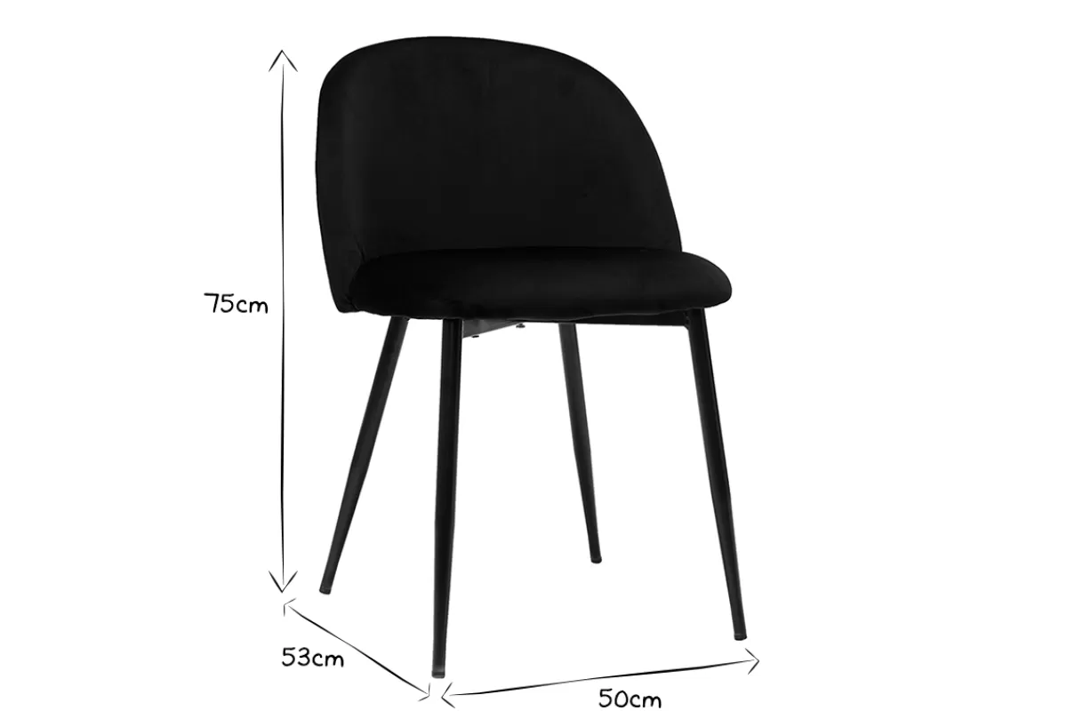 Miliboo Sillas Modernas-Set de 2 sillas de diseño de terciopelo negro y metal negro CELESTE