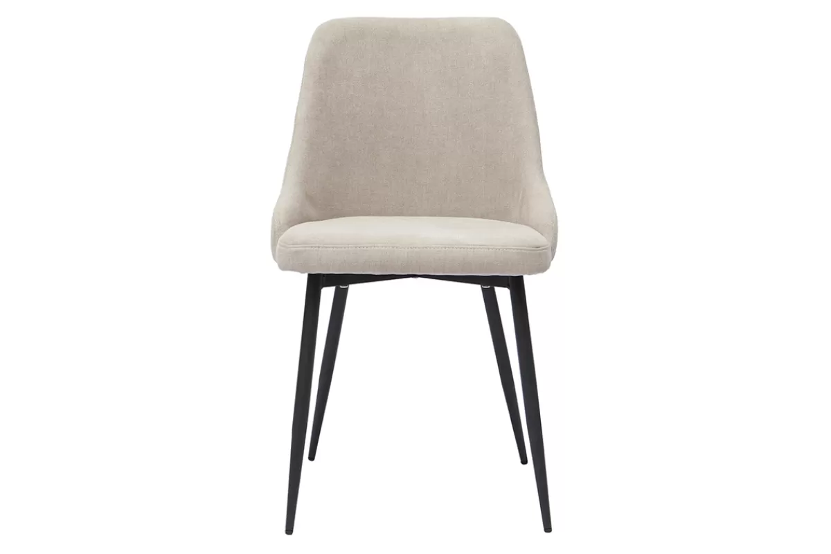 Miliboo Sillas Modernas-Set de 2 sillas de diseño efecto aterciopelado color natural y metal negro CULT