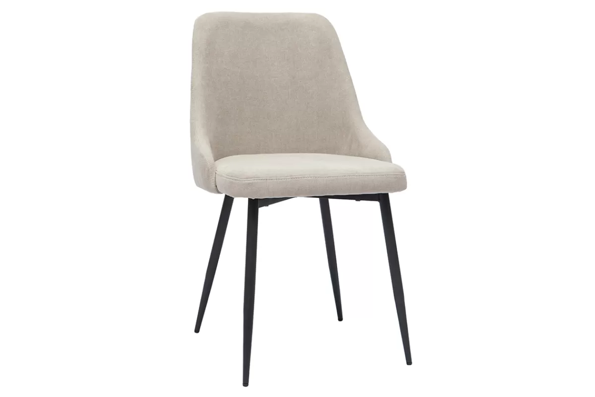 Miliboo Sillas Modernas-Set de 2 sillas de diseño efecto aterciopelado color natural y metal negro CULT
