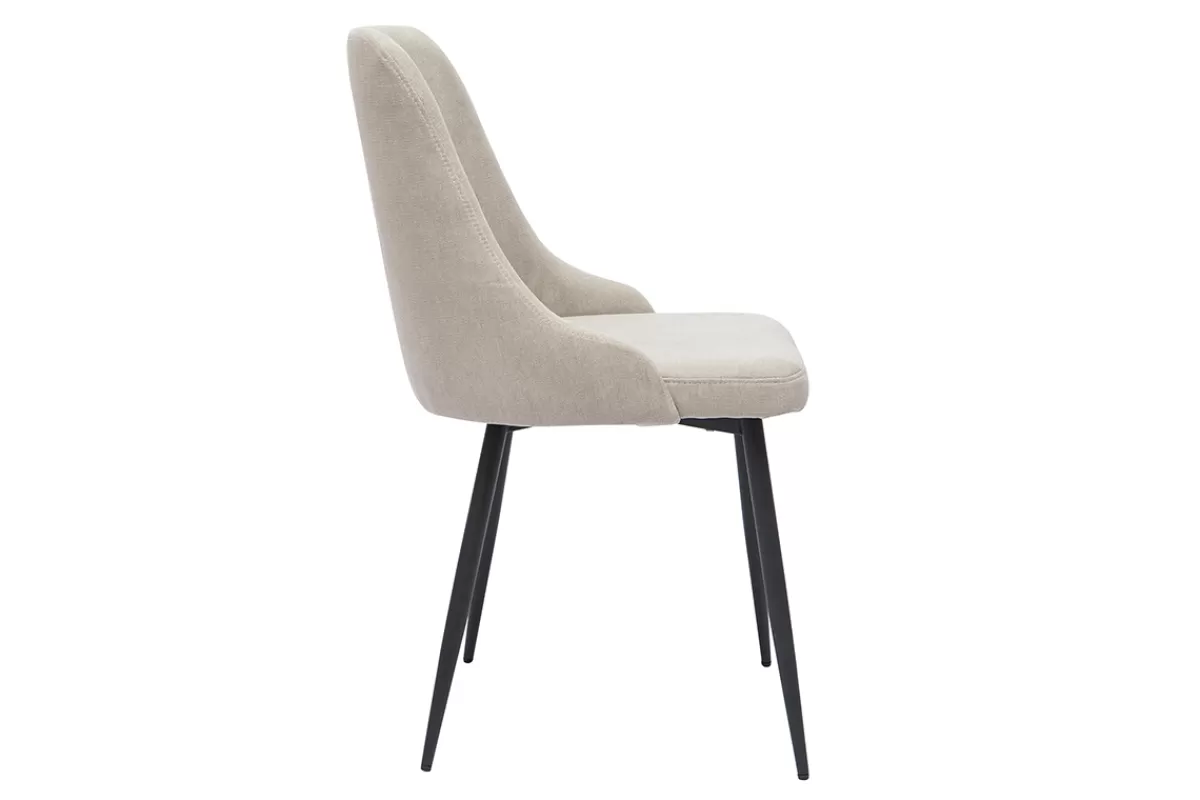 Miliboo Sillas Modernas-Set de 2 sillas de diseño efecto aterciopelado color natural y metal negro CULT