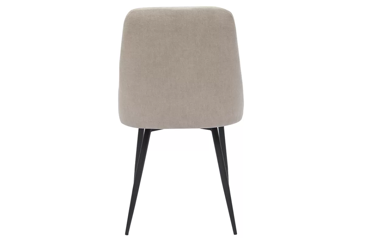 Miliboo Sillas Modernas-Set de 2 sillas de diseño efecto aterciopelado color natural y metal negro CULT
