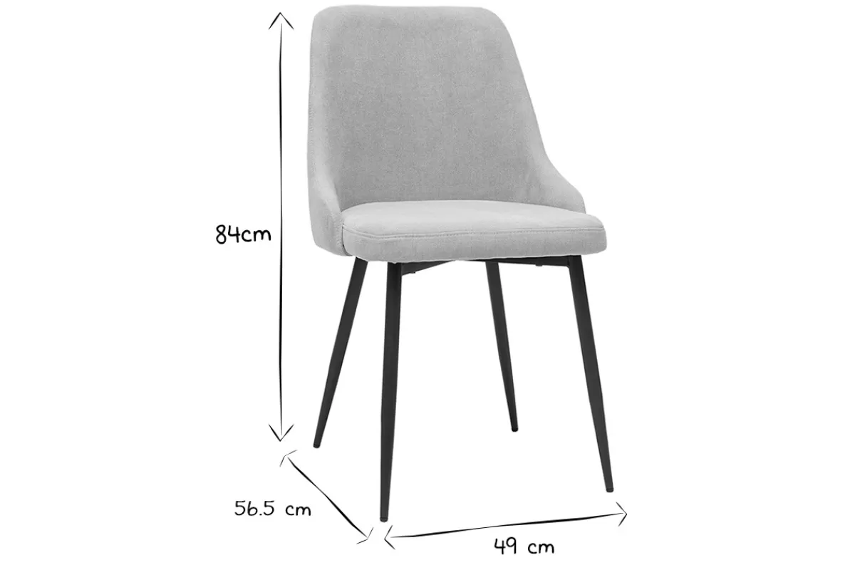 Miliboo Sillas Modernas-Set de 2 sillas de diseño efecto aterciopelado color natural y metal negro CULT