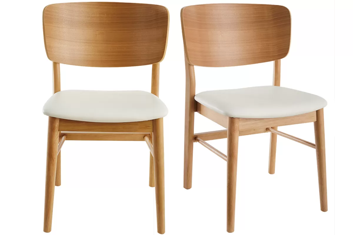 Miliboo Sillas Modernas | Sillas De Madera-Set de 2 sillas de madera clara y blanco SHELDON