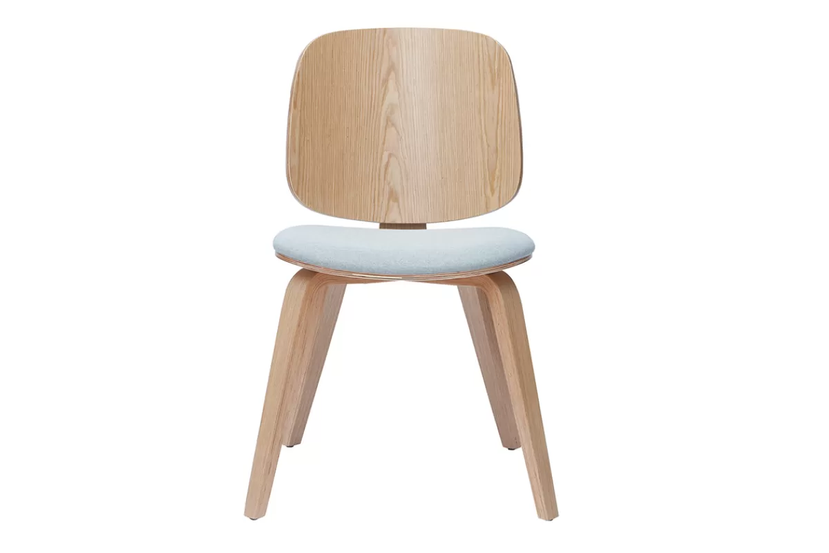 Miliboo Sillas Modernas | Sillas De Madera-Set de 2 sillas de madera clara y tela gris clara BECK