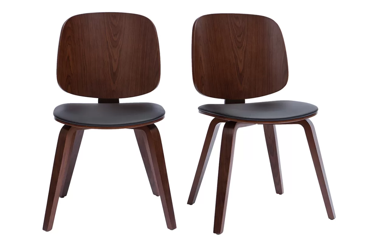 Miliboo Sillas Modernas | Sillas De Madera-Set de 2 sillas de madera oscura y negra BECK