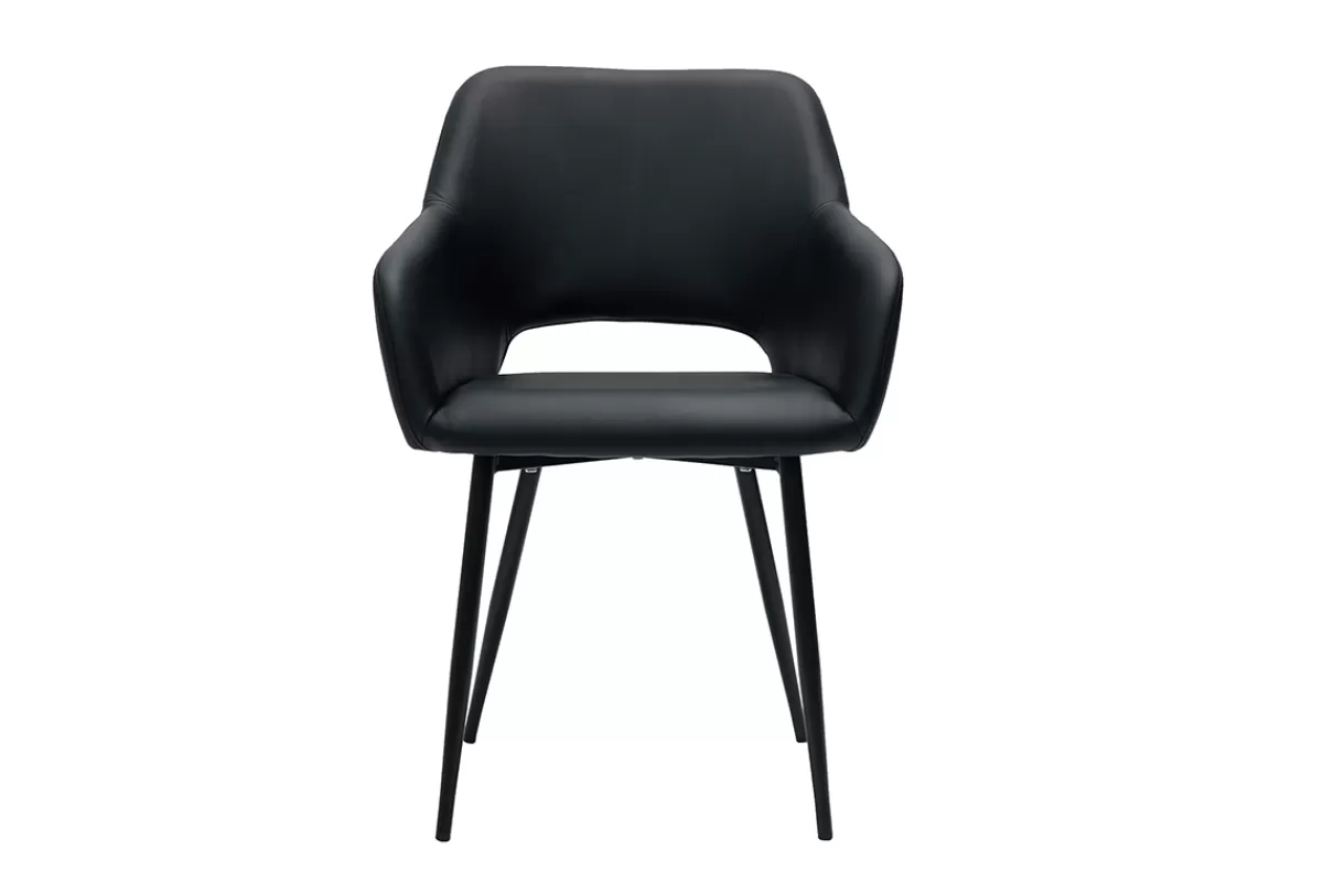 Miliboo Sillas Modernas-Set de 2 sillas de poliuretano negro LAURETTE
