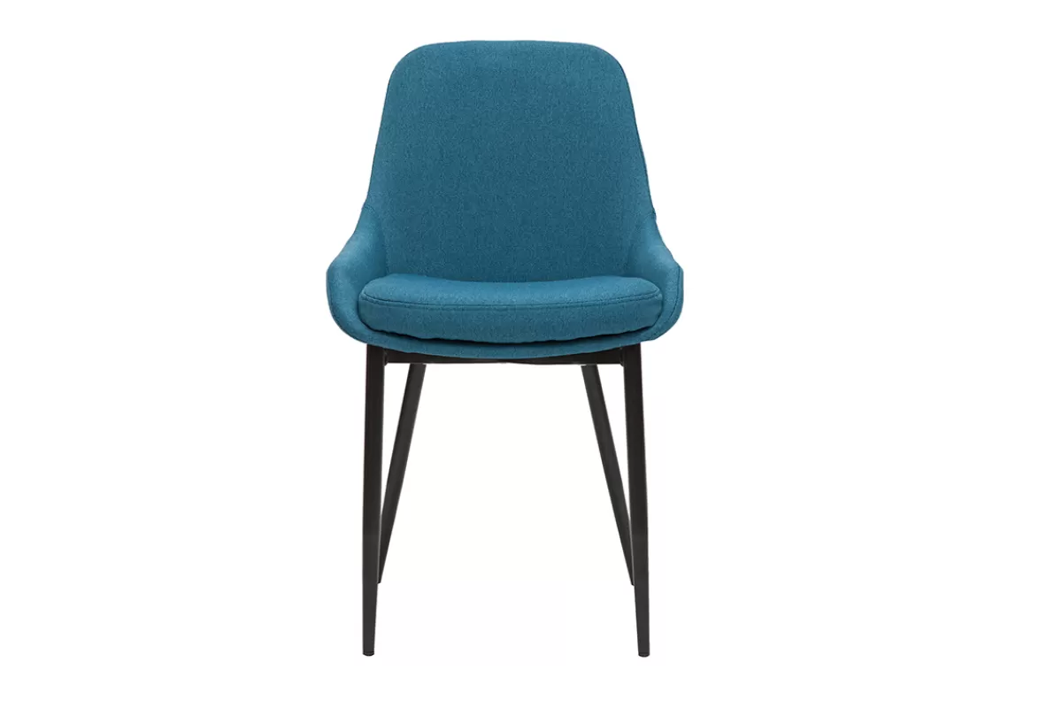 Miliboo Sillas Modernas-Set de 2 sillas de tejido azul petróleo HOLO