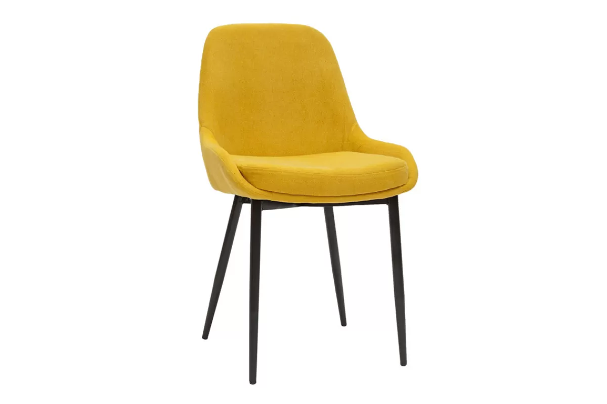 Miliboo Sillas Modernas-Set de 2 sillas de tejido efecto aterciopelado amarillo mostaza HOLO