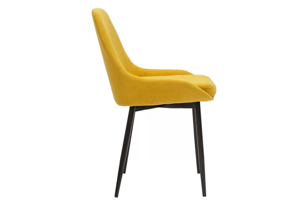 Miliboo Sillas Modernas-Set de 2 sillas de tejido efecto aterciopelado amarillo mostaza HOLO
