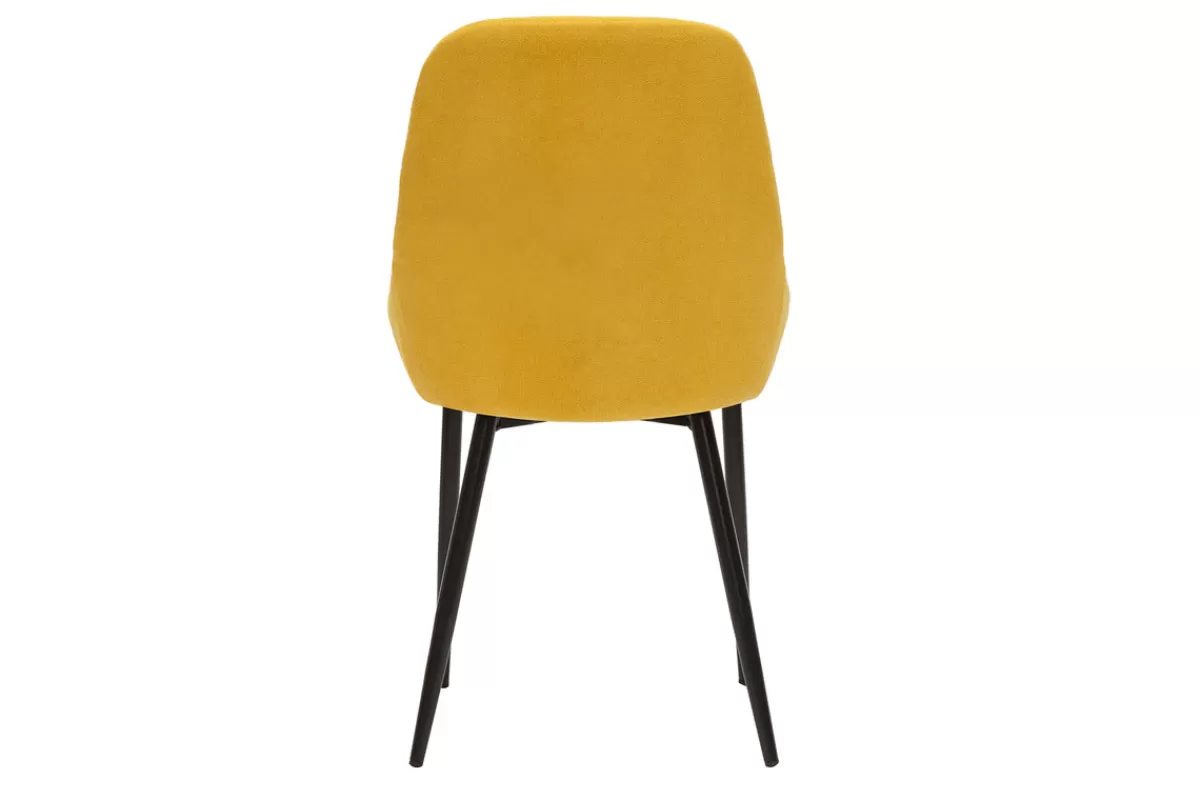 Miliboo Sillas Modernas-Set de 2 sillas de tejido efecto aterciopelado amarillo mostaza HOLO