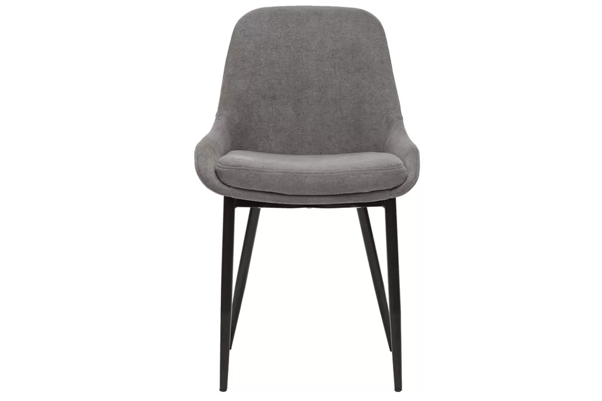 Miliboo Sillas Modernas-Set de 2 sillas de tejido efecto aterciopelado gris claro HOLO