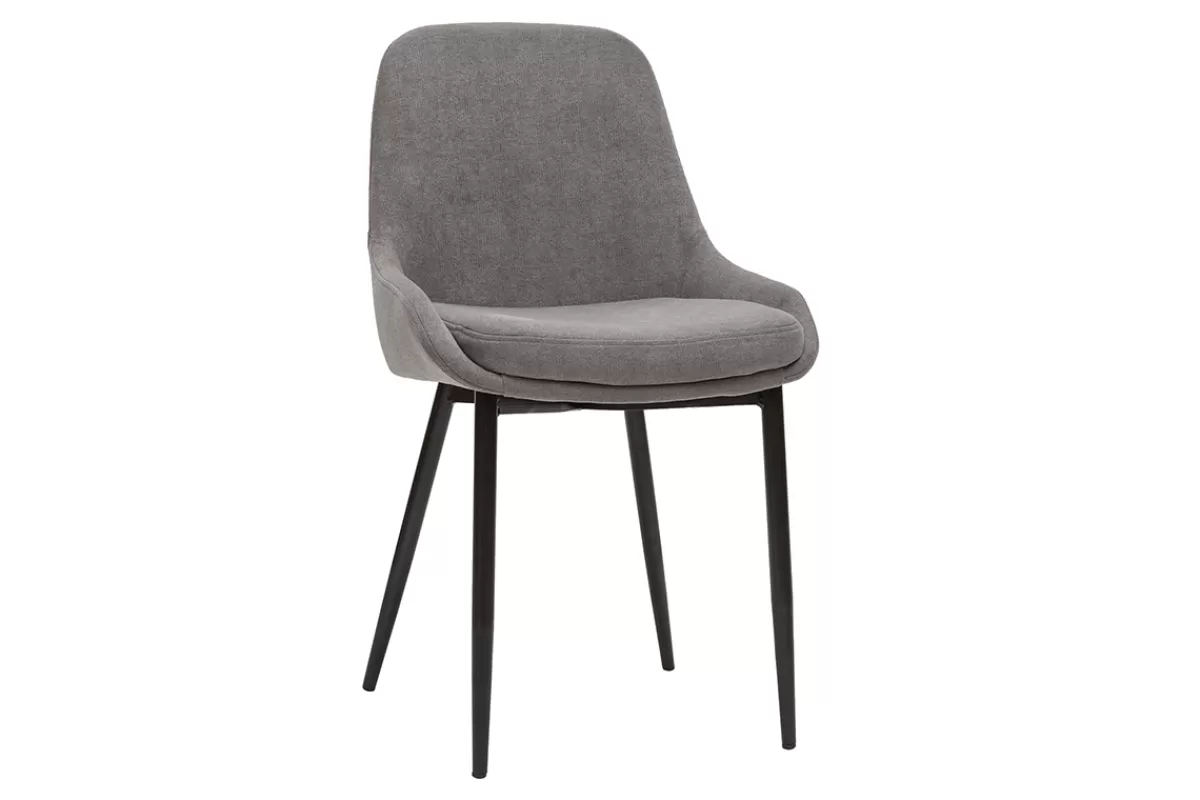 Miliboo Sillas Modernas-Set de 2 sillas de tejido efecto aterciopelado gris claro HOLO