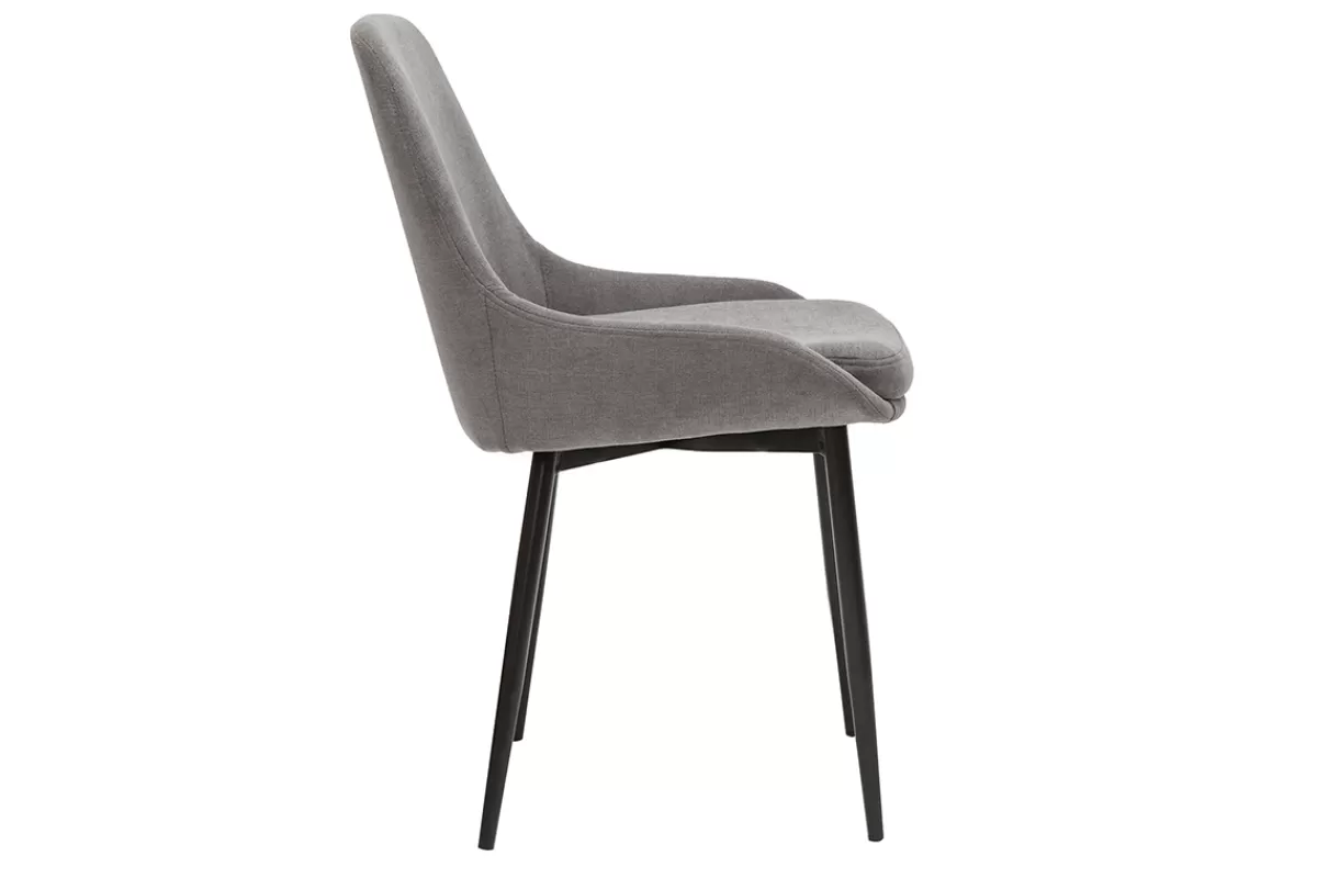 Miliboo Sillas Modernas-Set de 2 sillas de tejido efecto aterciopelado gris claro HOLO
