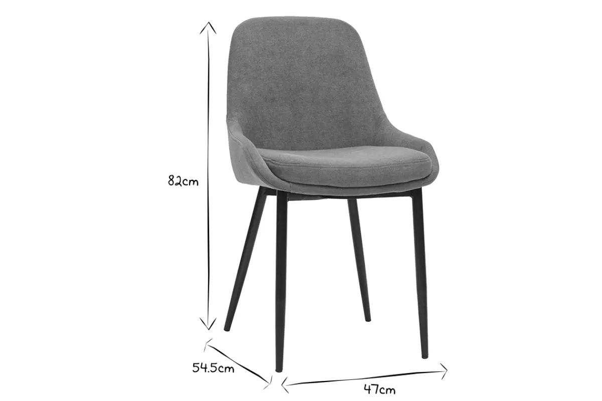 Miliboo Sillas Modernas-Set de 2 sillas de tejido efecto aterciopelado gris claro HOLO