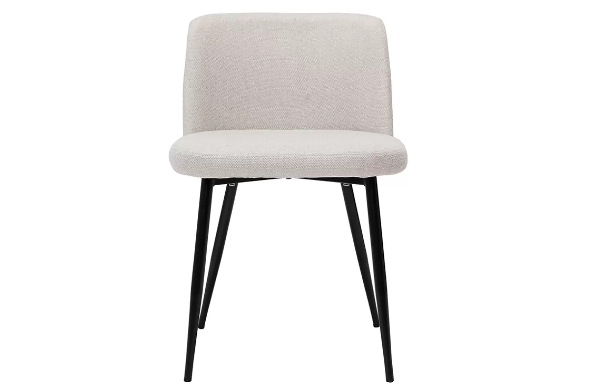 Miliboo Sillas Modernas-Set de 2 sillas de tejido efecto aterciopelado texturizado beige y metal negro MONTI