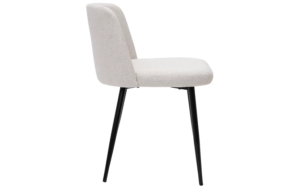 Miliboo Sillas Modernas-Set de 2 sillas de tejido efecto aterciopelado texturizado beige y metal negro MONTI