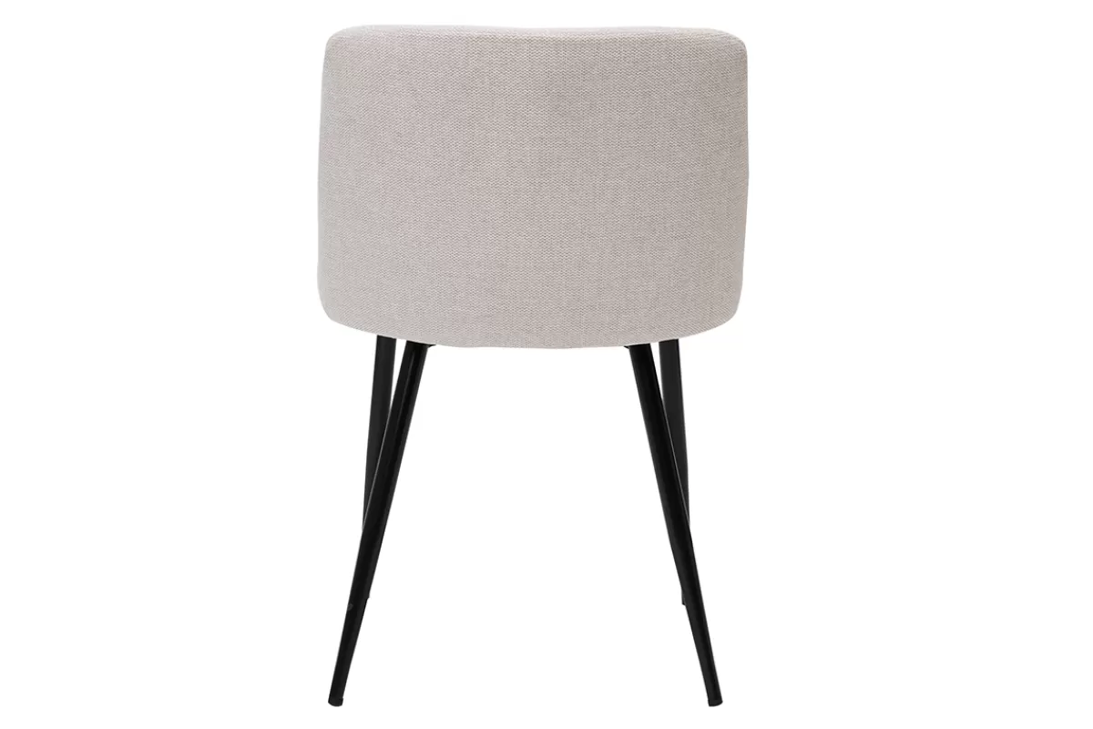 Miliboo Sillas Modernas-Set de 2 sillas de tejido efecto aterciopelado texturizado beige y metal negro MONTI