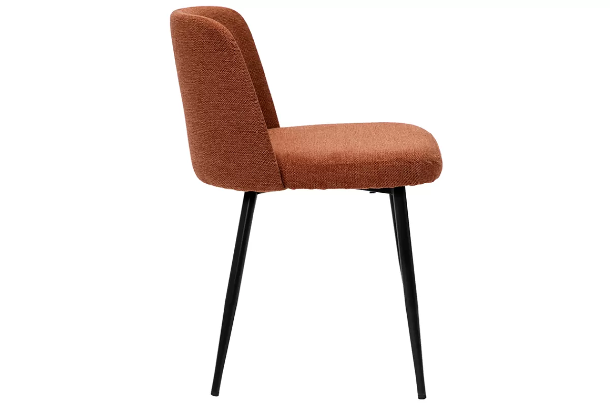 Miliboo Sillas Modernas-Set de 2 sillas de tejido efecto aterciopelado texturizado terracota y metal negro MONTI