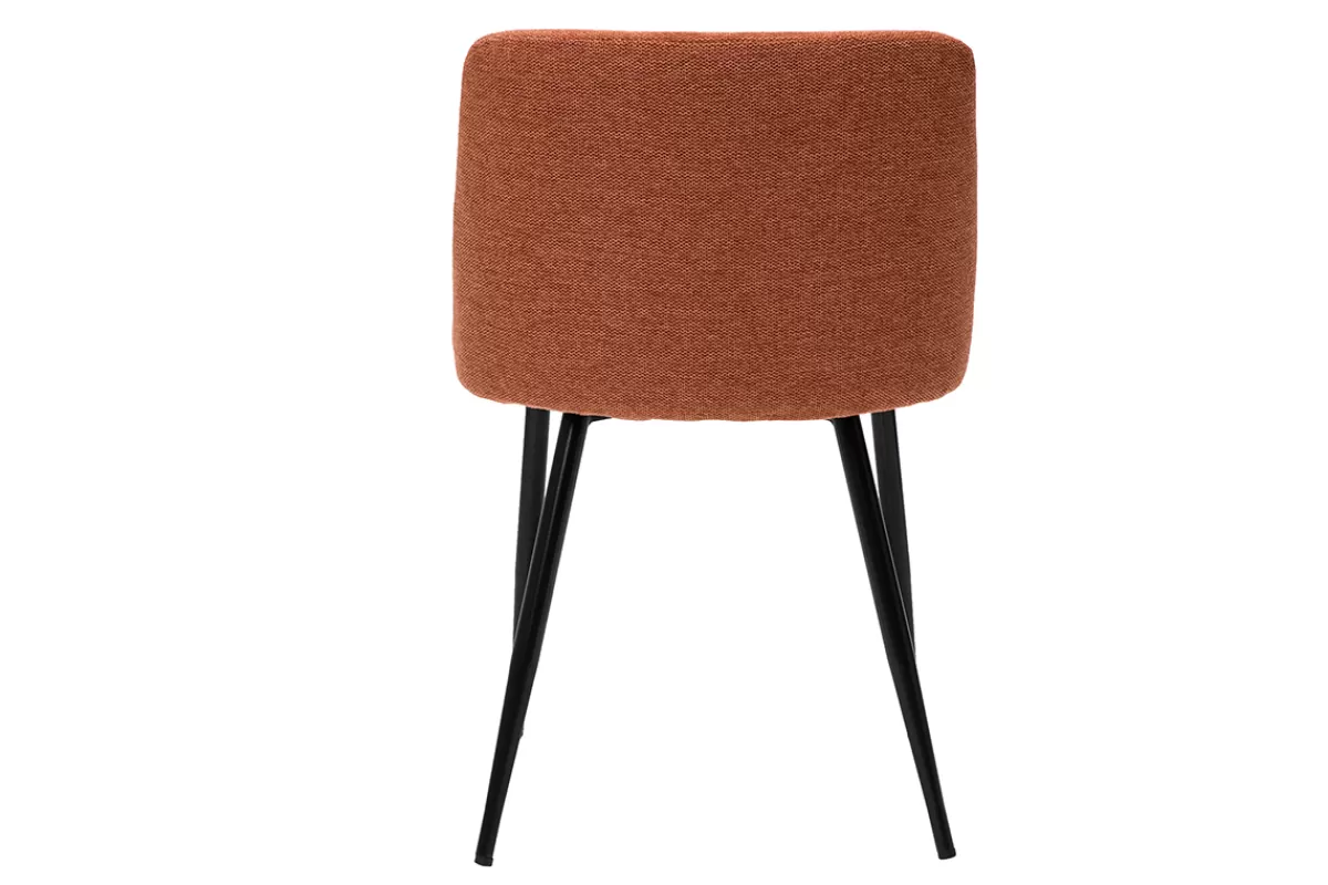 Miliboo Sillas Modernas-Set de 2 sillas de tejido efecto aterciopelado texturizado terracota y metal negro MONTI